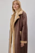 KÜRK DETAYLI DERİ KABAN