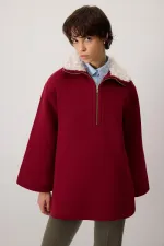 FUR-COLLARED SWEATSHIRT