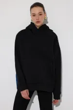 HOODED DENIM DETAILED TUNIC