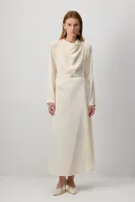 SATIN DRESS WITH PADDED LEGS