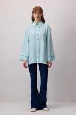 BUTTON DETAIL STRIPED POPLIN SHIRT BUTTON DETAIL STRIPED POPLIN SHIRT