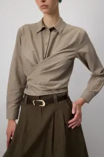 CHEMISE COURTE EN POPLIN AVEC CEINTURE