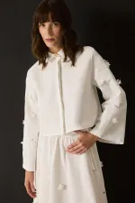 POPLIN SET WITH FLORAL APPLIQUES