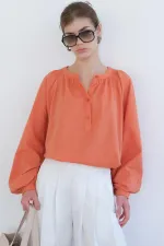 100% COTTON GATHERED COLLAR TUNIC