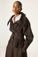 DENİM PİLELİ CEKET ETEK TAKIM