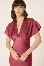 V-neck satin dress