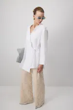 %100 KETEN KRUVAZE KİMONO