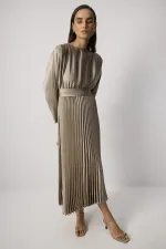 PİLELİ SATEN  ELBİSE