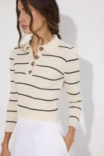 POLO YAKA ÇİZGİLİ TRİKO KAZAK