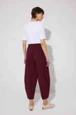 GABARDINE BALLOON PANTS WITH ELASTIC WAISTBAND