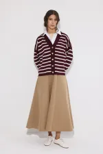 GÖMLEK DETAYLI ÇİZGİLİ TRİKO HIRKA