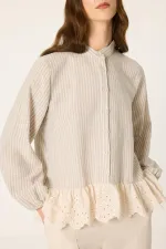 DANTELLİ KETEN BLUZ