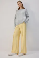 RIBBED PANTS WITH ELASTIC WAISTBAND RIBBED PANTS WITH ELASTIC WAISTBAND