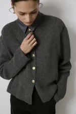 SHORT CARDIGAN WITH GOLD BUTTONS SHORT CARDIGAN WITH GOLD BUTTONS