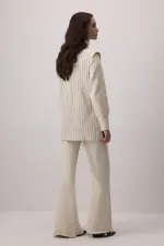 KETEN DOKULU ÇİZGİLİ YELEK