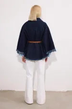 KEMER DETAYLI DENİM PANÇO