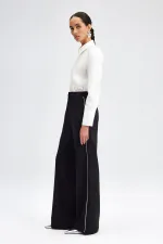 CREPE PANTS WITH PIPING DETAIL CREPE PANTS WITH PIPING DETAIL