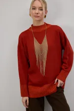 Tunique tricotée aux couleurs contrastées