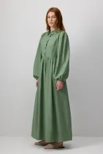 KUŞAKLI GÖMLEK YAKA ELBİSE