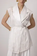 PATTERNED SATIN DOUBLE-BREASTED VEST