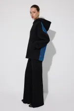 HOODED DENIM DETAILED TUNIC