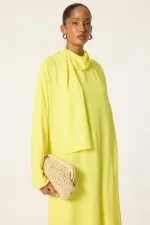 DİK YAKA VİSKON ELBİSE