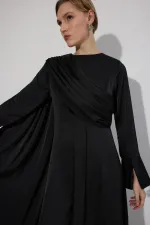 DRAPED SATIN DRESS