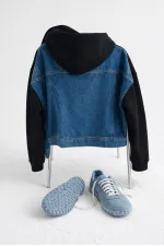 HOODED DENIM DETAILED TUNIC