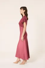 V-neck satin dress