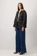 ÇİÇEK DESENLİ GABARDİN CEKET