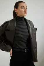 ÇİZGİLİ BOĞAZLI TRİKO KAZAK