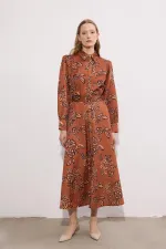 DESENLİ SATEN ELBİSE