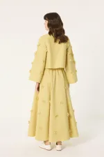 POPLIN SET WITH FLORAL APPLIQUES