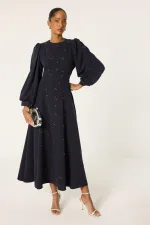 TAŞLI BALON KOL ELBİSE