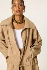 GATHERED WAIST CUPRA JACKET