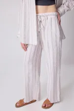 LINEN TEXTURED STRIPED SHIRT AND TROUSER SET