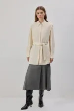 BELTED SATIN SHIRT