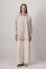 TULLE SHIRT WITH FLOWER EMBROIDERY