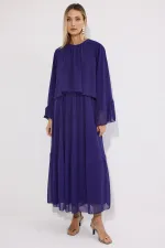 VOLANLI ŞİFON ELBİSE