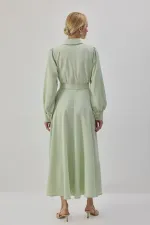 BELTED SATIN SHIRT DRESS