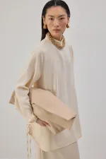 STAND COLLAR CREPE TUNIC
