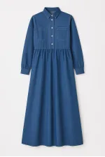 CEP DETAYLI DENİM ELBİSE