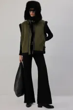 PELUŞ DETAYLI FERMUARLI YELEK