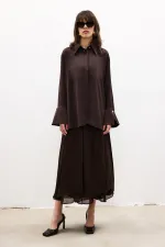CHEMISE EN SATIN À POIGNETS LARGES