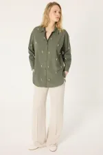 POPLIN SHIRT WITH PEARL DETAILS