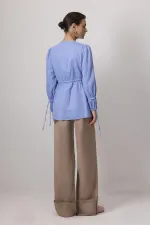 BÜZGÜ DETAYLI POPLİN KİMONO