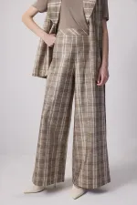100% Linen Plaid Vest and Trousers Set