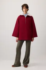 FUR-COLLARED SWEATSHIRT