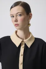GOLD BUTTONED CREPE SHIRT