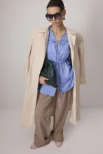 BÜZGÜ DETAYLI POPLİN KİMONO